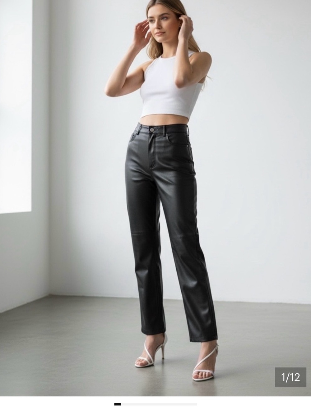 Wilfred Black Faux-Leather Straight-Leg Pants